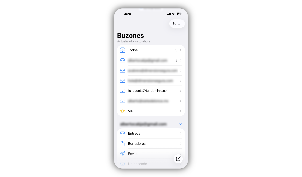 Email desde iOS, con la app de Mail